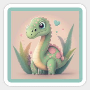 Der grüne Brachiosaurus mit Rosa Stacheln - Dinosaurier Sticker